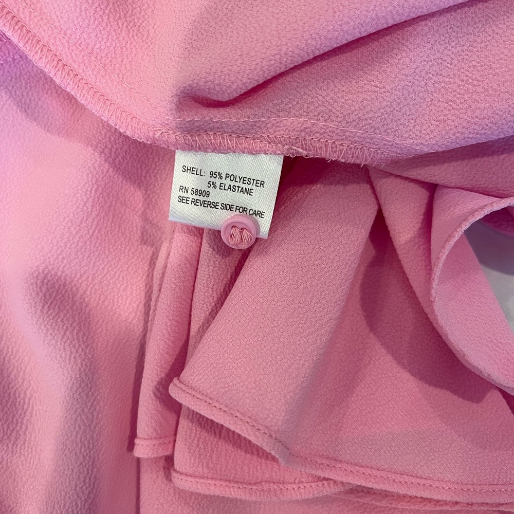 Gianni Bini Pink Pleated Mini Dress Braided Belt Long Sleeve M - Picture 6 of 6